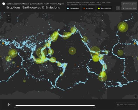 global volcanism program|GVP map showing the 48 volcanoes that were in a .